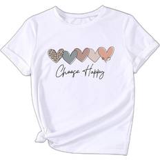 Shein EZwear Heart & Letter Graphic Tee - White