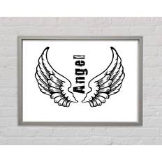 Happy Larry Angel Wings 3 White Framed Art 84.1x59.7cm