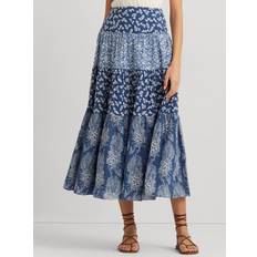 Ralph Lauren Skirts Ralph Lauren Pauldina Patchwork Floral Tiered Maxi Skirt, Blue/Multi