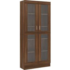 vidaXL Vitrine Brown Oak Glass Cabinet 82.5x185.5cm