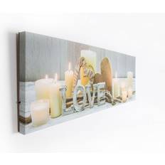 Graham & Brown The Home Love Led Light Neutral Framed Art 90x30cm