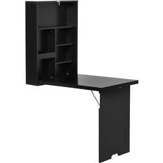 Shelves Writing Desks Homcom Wall-Mounted Drop-Leaf Black Writing Desk 60x94.5cm