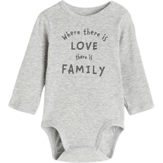 H&M Baby Long Sleeved Bodysuit - Grey Marl/Family