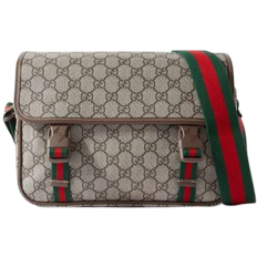 Buckle Crossbody Bags Gucci Supreme Trimmed Monogrammed Messenger Bag - Beige