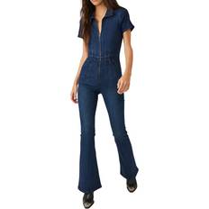 Blue - Women Jumpsuits & Overalls Free People We The Free Jayde Flare Jumpsuit - Night Sky