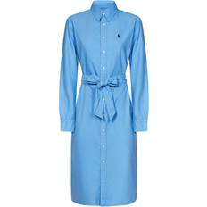 Polo Ralph Lauren Belted Cotton Oxford Shirt Dress - Light Blue