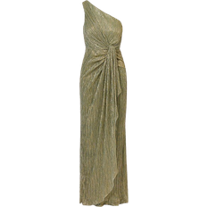 Adrianna Papell Stardust Pleated One Shoulder Maxi Dress - Green/Slate