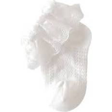 Shein Pair Baby Girls White Lace Trimmed Flower Laced Mesh Breathable Soft And Comfortable Short Socks For Daily Wear