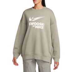 Nike Sweatshirts - Women Jumpers Nike Women's Sportswear Oversized Fleece Crew-Neck Sweatshirt - Dark Stucco/Sail