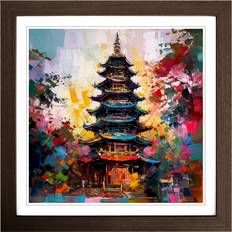 Marlow Home Co. Pagoda Expressionism Walnut Framed Art 45x45cm