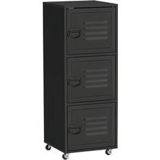 Metal Cabinets Homcom 3-Tier Black Storage Cabinet 38x103cm