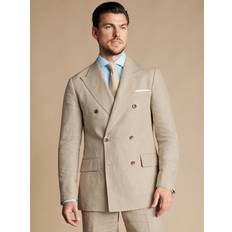 Linen Suits Charles Tyrwhitt Double Breasted Linen Jacket Taupe 42R, Taupe