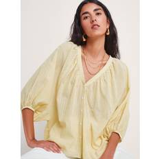 XL Blouses Monsoon Avery Puff Sleeve Stripe Cotton Shirt, Yellow