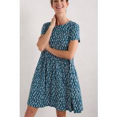 Solid Colours - Turquoise Dresses Seasalt Cornwall Mirror Jersey Dress with Short Sleeves