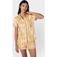 Sleepwear Chelsea Peers Palm Stripe Short Pyjamas, Orange/Multi