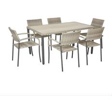 Homebase Matara Patio Dining Set, 1 Table incl. 6 Chairs