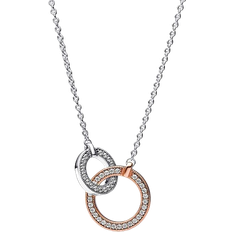 Pandora Necklaces Pandora Signature Two tone Intertwined Circles Necklace - Silver/Rose Gold/Transparent