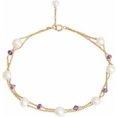 Amethyst Bracelets Pearls of the orient fine double pearl and amethyst bracelet purple/white/gold