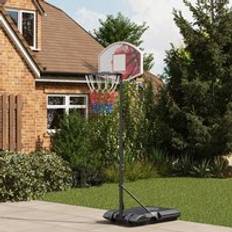 Backboard Basketball Hoops Sportnow Adjustable Basketball Stand Net Set System with Wheels, 179-209cm Black