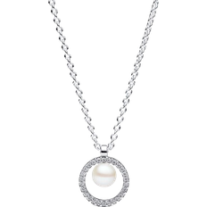 Pearl Necklaces Pandora Treated Freshwater Cultured & Pavé Collier Necklace - Silver/Transparent/Pearl