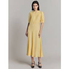Short Dresses - Yellow Ghost Adele Puff Sleeve Crepe Midaxi Dress