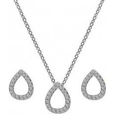 Transparent Jewellery Sets Hot Diamonds Sterling silver white topaz micro bliss teardrop set ss137