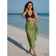 Linen Skirts Chelsea Peers NYC Tie Waist Midi Sarong Khaki