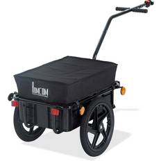 Bicycle Carts & Tandem Bike Trailers Homcom Cargo Trailer Bike Carrier with Wheels, black