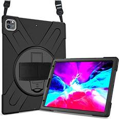 Procase iPad 12.9 2020/2018 with Handle Shoulder Strap Kickstand, Heavy duty Shockproof Rugged
