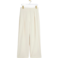 Pleats Clothing River Island Pleated Wide Leg Trousers - Cream