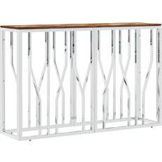 Silver/Chrome Console Tables vidaXL Reclaimed Solid Wood Silver Console Table 30x110cm