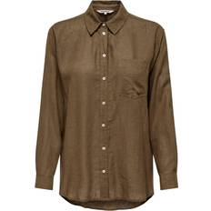 Only Tokyo Plain Linen Blend Shirt - Brown/Cub