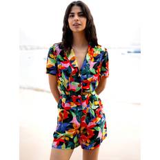 Multicoloured Jumpsuits & Overalls Yumi Tropical Leaf Print Playsuit, Multi