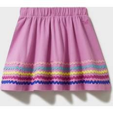 Crew Clothing Kids' Ric Rac Rainbow Trim Jersey Skirt, Pink/Multi