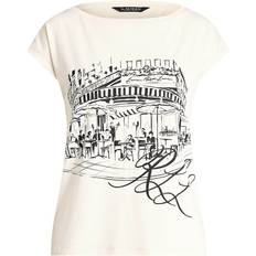Lauren Ralph Lauren Women T-shirts & Tank Tops Lauren Ralph Lauren Grieta-short Sleeve-t-shirt, Cream, Xl, Women