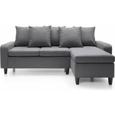 Linen Sofas Abakus Direct Napoli Reversible Corner Dark Grey Sofa 200cm 3 Seater