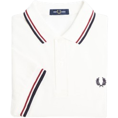 Fred Perry Shirt - Snow White/Burnt Red/Navy