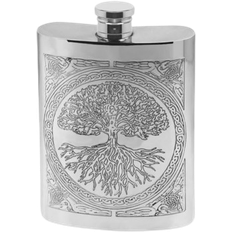 English Pewter Tree of Life Hip Flask 17cl