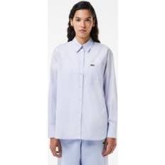 Lacoste Women Shirts Lacoste Oversized Fit Cotton Poplin Shirt Light Blue