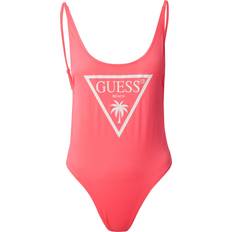 Guess Swimsuits Guess Front Triangle Logo One Piece Pink
