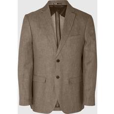 Brown - Men Suits Selected 100% Linen Blazer