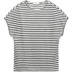 Mango T-shirts & Tank Tops Mango Linen Stripe T-Shirt, Black/White