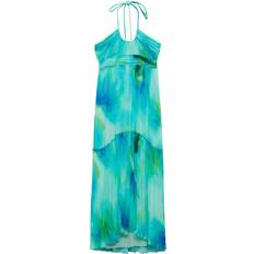 Florals - Turquoise Dresses Mango Printed halter gown turquoise Woman Turquoise