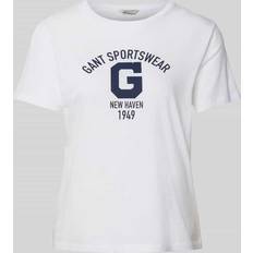 Gant Women T-shirts Gant T-Shirt mit Label-Print in Weiss, Größe