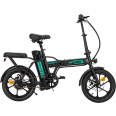 E-City Bikes Hitway E-Bike for Adults 16" Lightweight 250W Electric Folding Bike - Black/Green Unisex