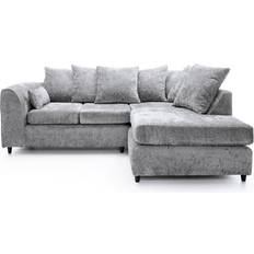 Abakus Direct Harriet Crushed Chenille Light Grey Sofa 212cm 3 Seater