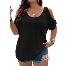 Shein Essnce Plus Cold Shoulder Batwing Sleeve Tee