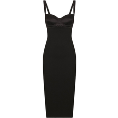 Solid Colours - Women Dresses Dolce & Gabbana Jersey Mid Dress with Corset Style Bra Top - Black