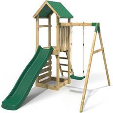Plastic Outdoor Toys Rebo Adventure Wooden Climbing Frame Swing Set & Slide