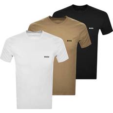 Hugo Boss Cotton Clothing Hugo Boss Logo-embroidered T-shirts 3-pack - Black/White/Beige